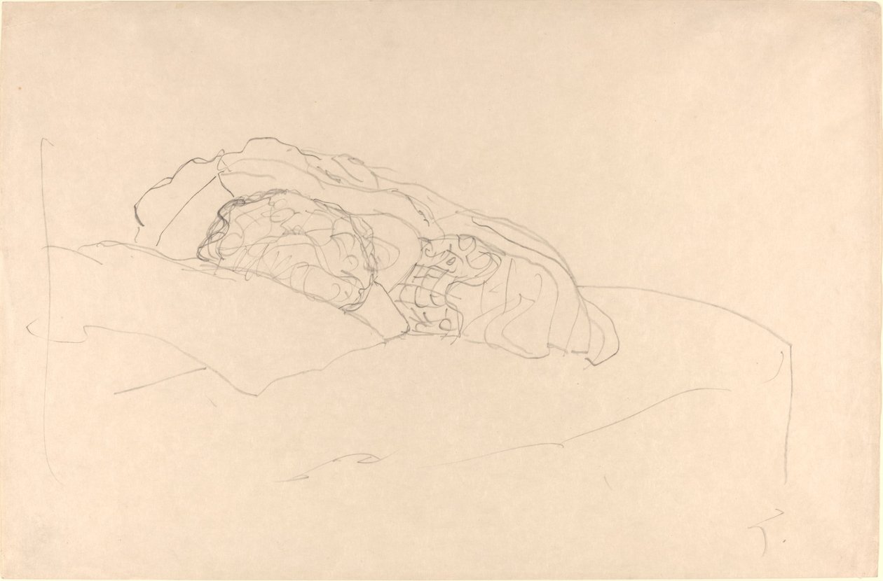 Zwinięta dziewczyna na łóżku autorstwa Gustav Klimt