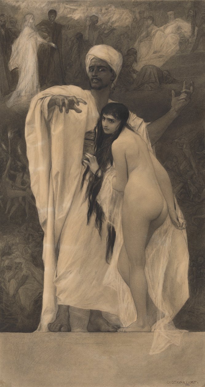 Bajka (na podstawie: Gerlach  Schenk, Alegorie i emblematy nr 74) autorstwa Gustav Klimt
