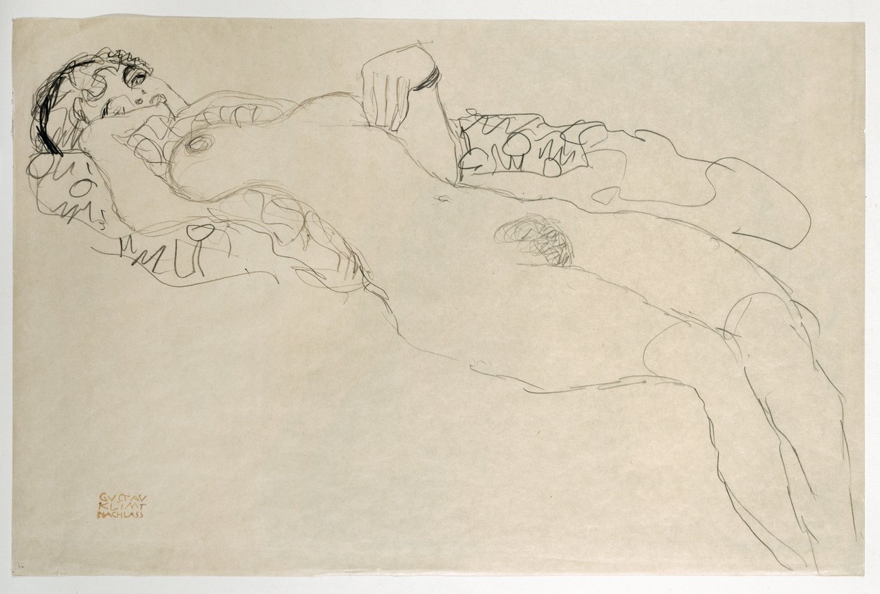 Kobieta nago odwrócona w lewo autorstwa Gustav Klimt