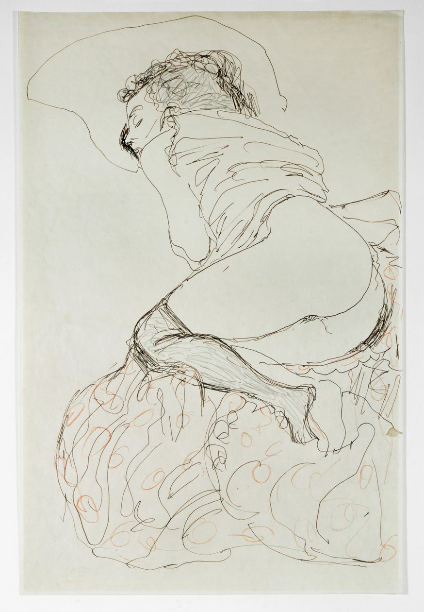 Kobieta nago, odwrócona w lewo autorstwa Gustav Klimt
