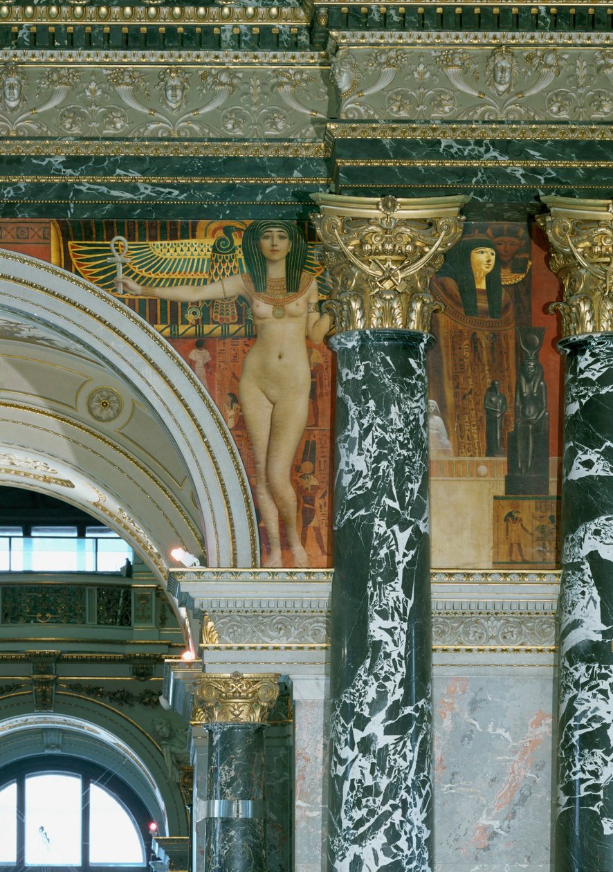 Fresk w wiedeńskim Kunsthistorisches Museum, Sztuka egipska, detal ok. 1891 r. (fresk) autorstwa Gustav Klimt
