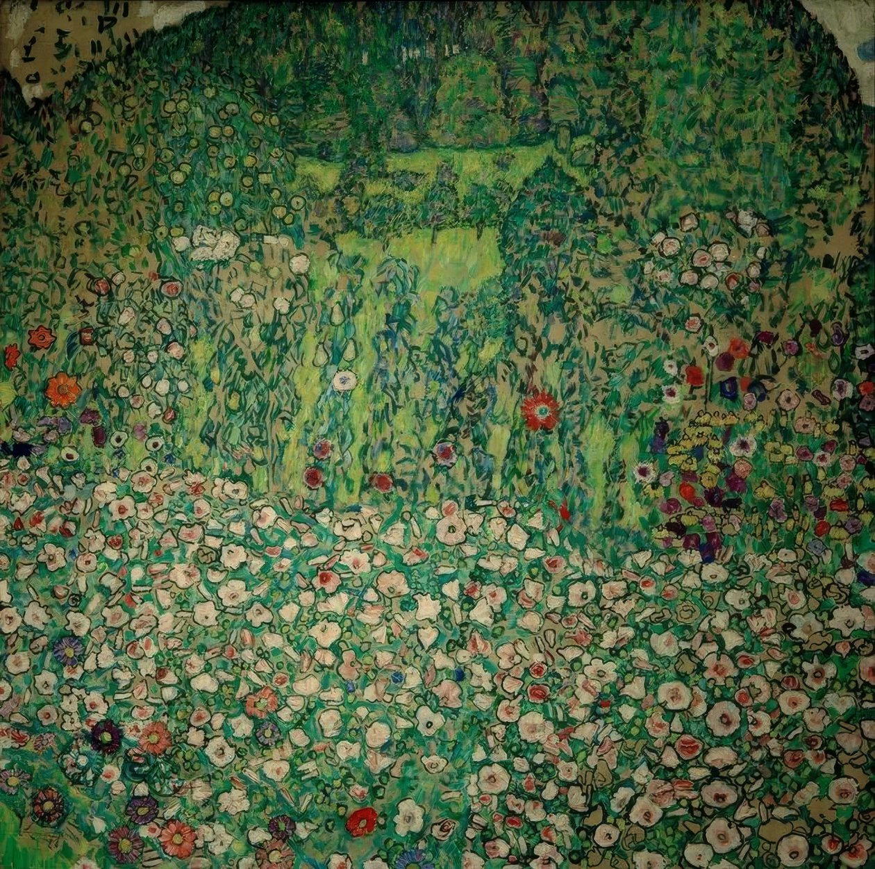 Krajobraz ogrodowy ze szczytem wzgórza autorstwa Gustav Klimt