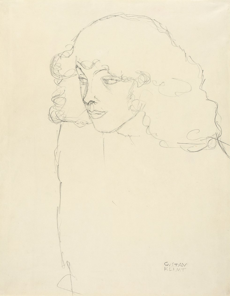 Portret połówkowy dziewczyny w 3/4 profilu, 1913 autorstwa Gustav Klimt