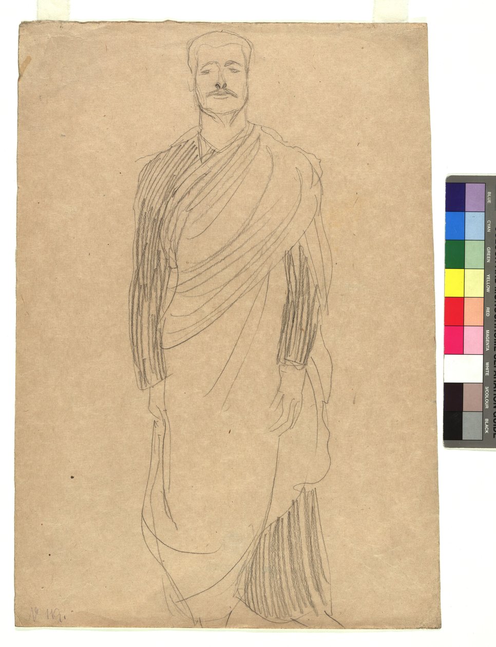Mann in drapiertem Kostüm autorstwa Gustav Klimt