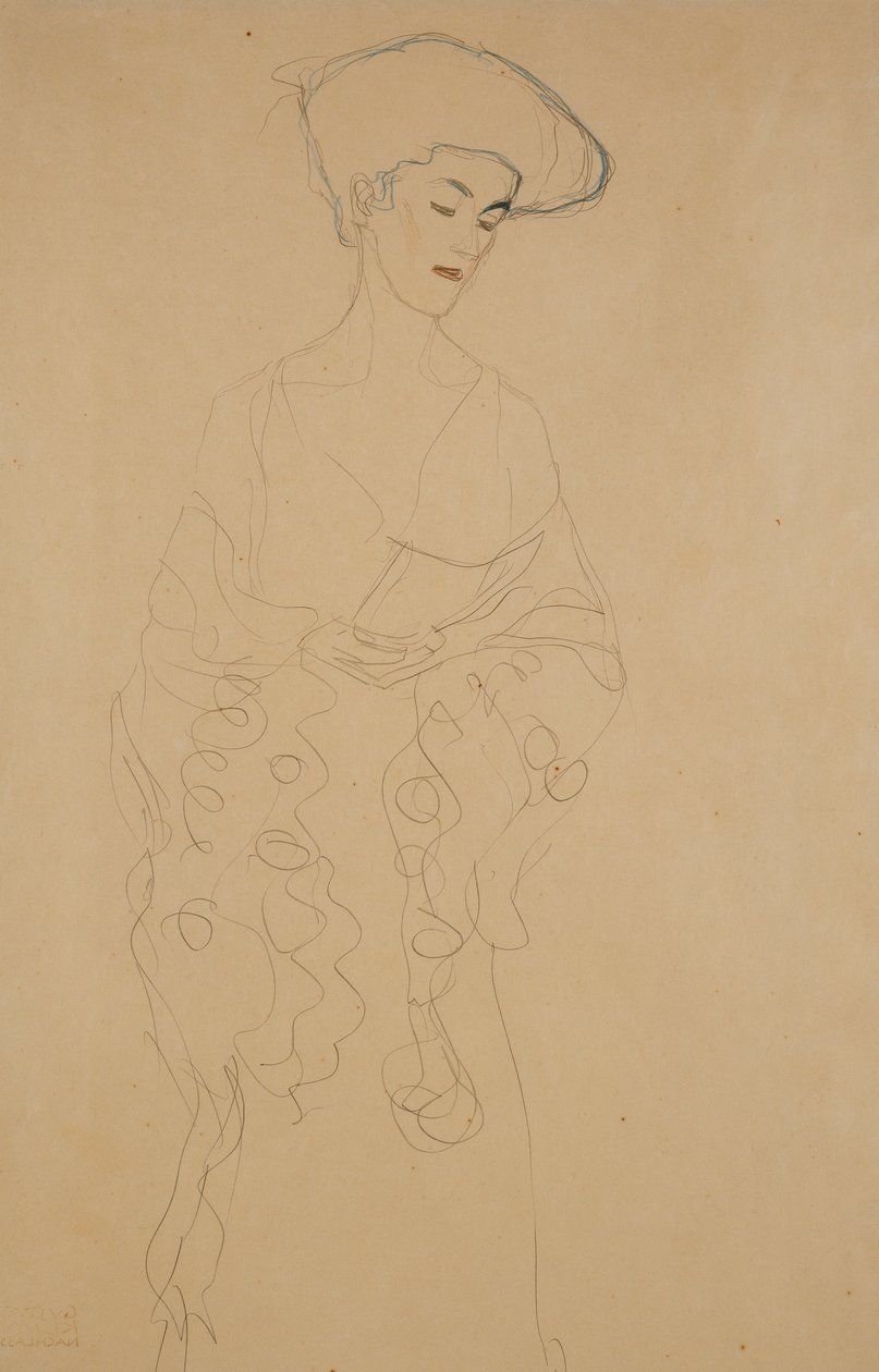 Zwracając się lekko w lewo, 1907 autorstwa Gustav Klimt