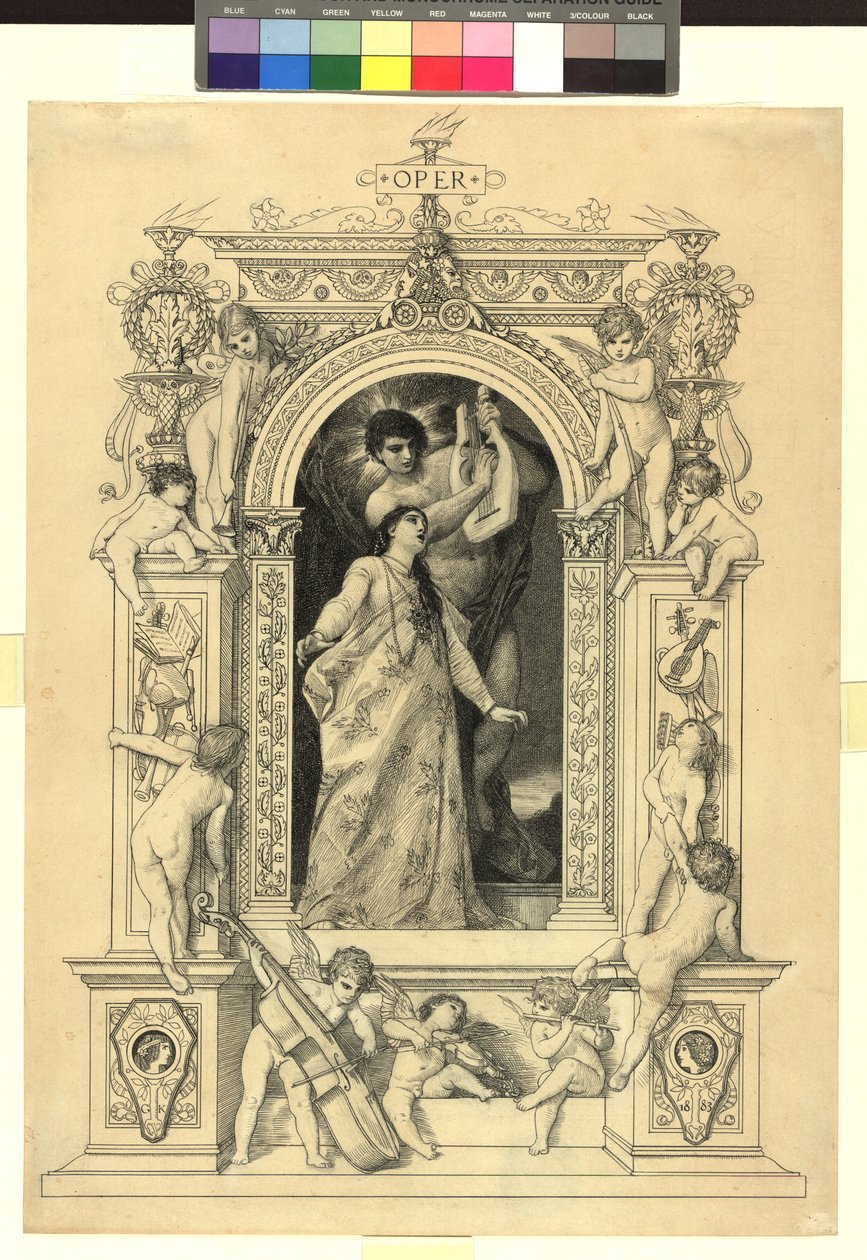 Oper (Vorlage für: Gerlach & Schenk, Allegorien und Embleme Bd. 1 Nr. 64a) autorstwa Gustav Klimt