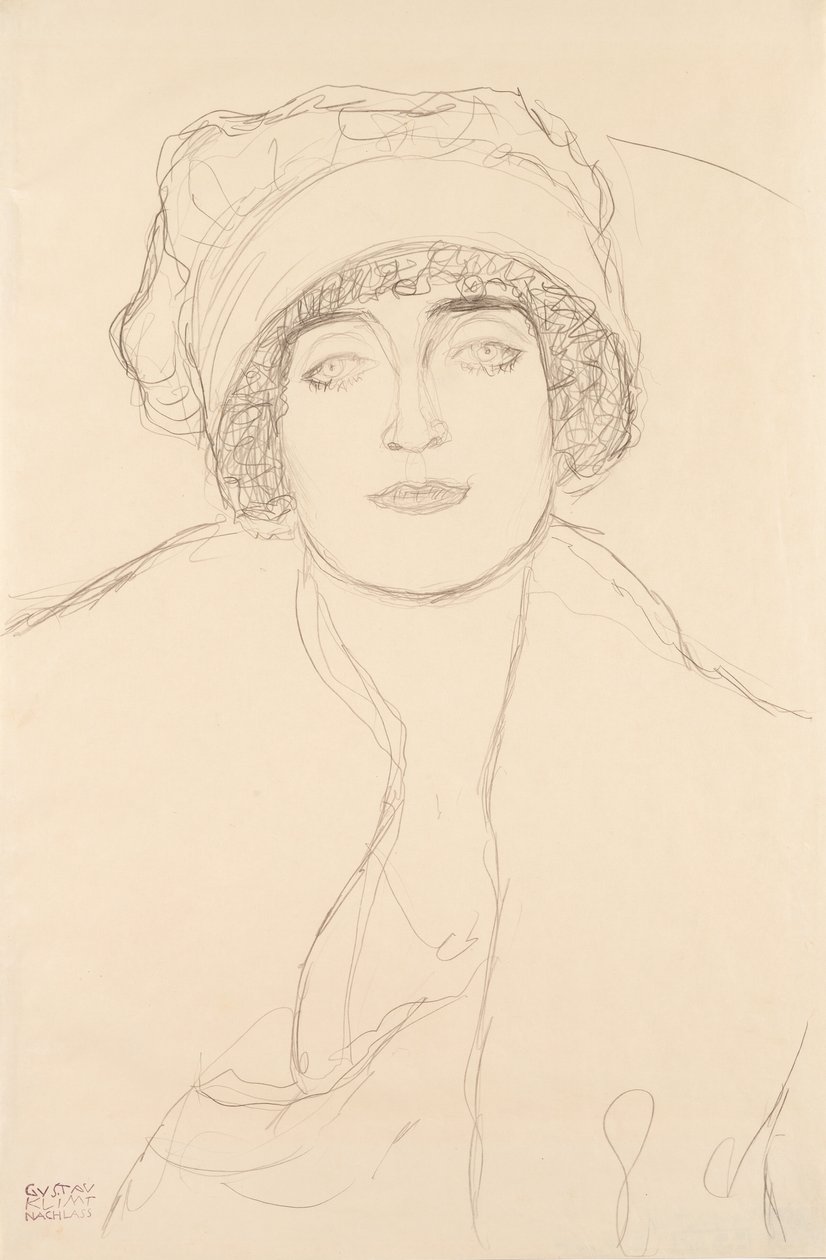 Portret w kapeluszu, 1917-118 autorstwa Gustav Klimt
