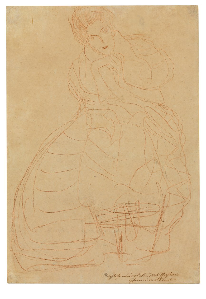 Portret Adele Bloch-Bauer. Studium kostiumu z rękami trzymanymi w kształcie podkowy autorstwa Gustav Klimt
