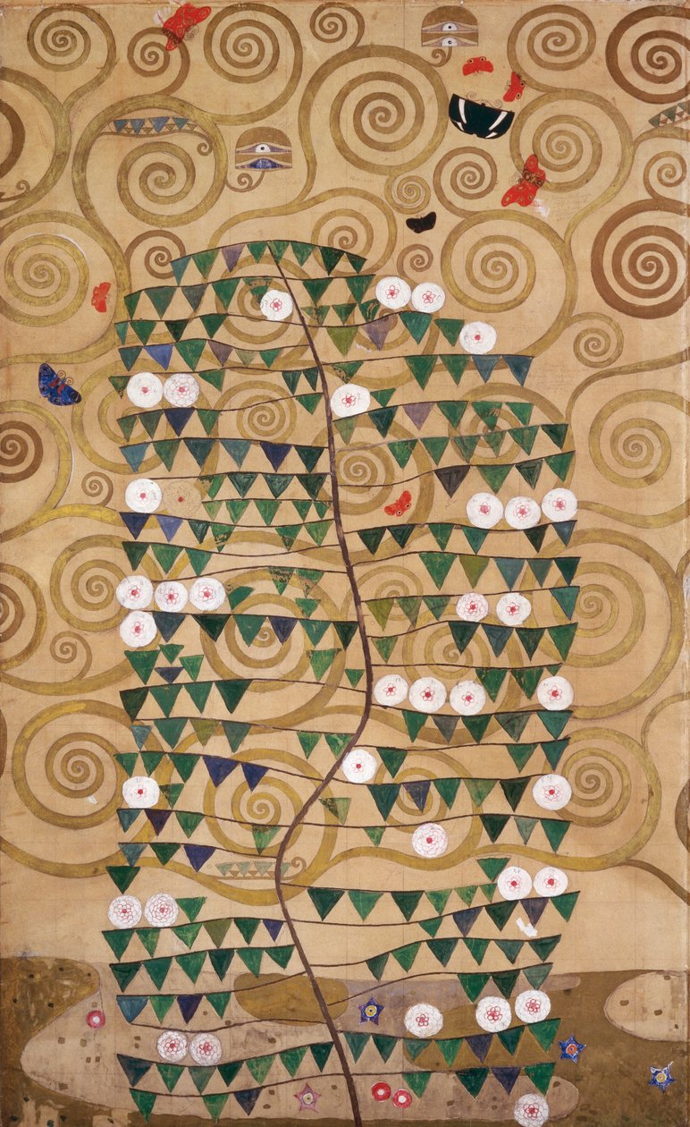 Szkice do Fryzu dla Palais Stoclet w Brukseli, Belgia (akwarela i ołówek na papierze) autorstwa Gustav Klimt