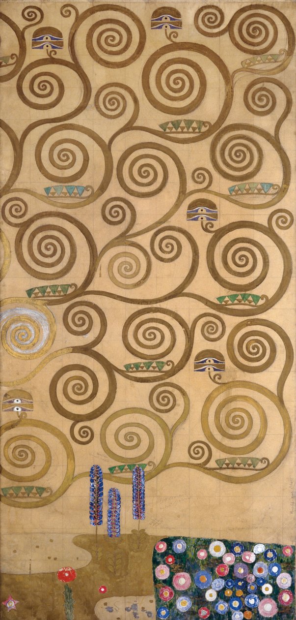 Szkice do Fryzu dla Palais Stoclet w Brukseli, Belgia (akwarela i ołówek na papierze) autorstwa Gustav Klimt