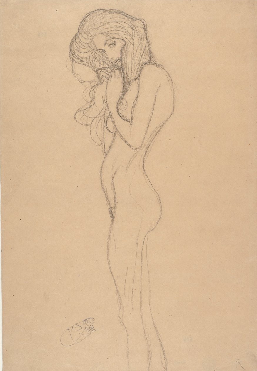 Studium nagości na stojąco dla fryzu Beethovena, 1901. autorstwa Gustav Klimt
