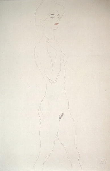 Stojący akt (ołówek na papierze) autorstwa Gustav Klimt