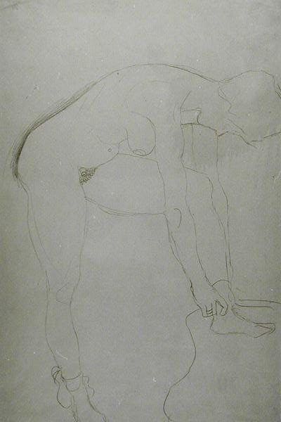 Stojący akt z podniesionymi nogami, ok. 1907 (ołówek na papierze japońskim) (zdjęcie czarno-białe) autorstwa Gustav Klimt