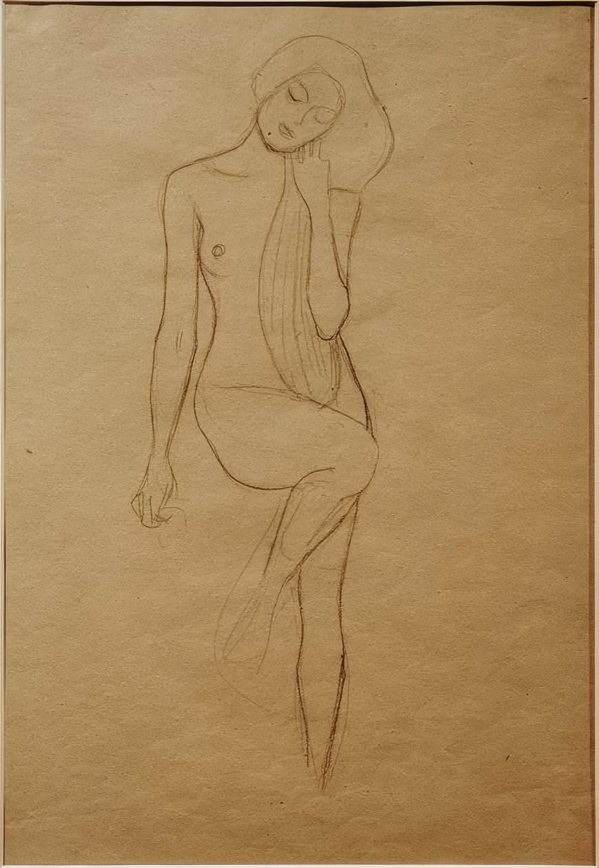 Stojący akt kobiecy z podniesioną prawą nogą autorstwa Gustav Klimt