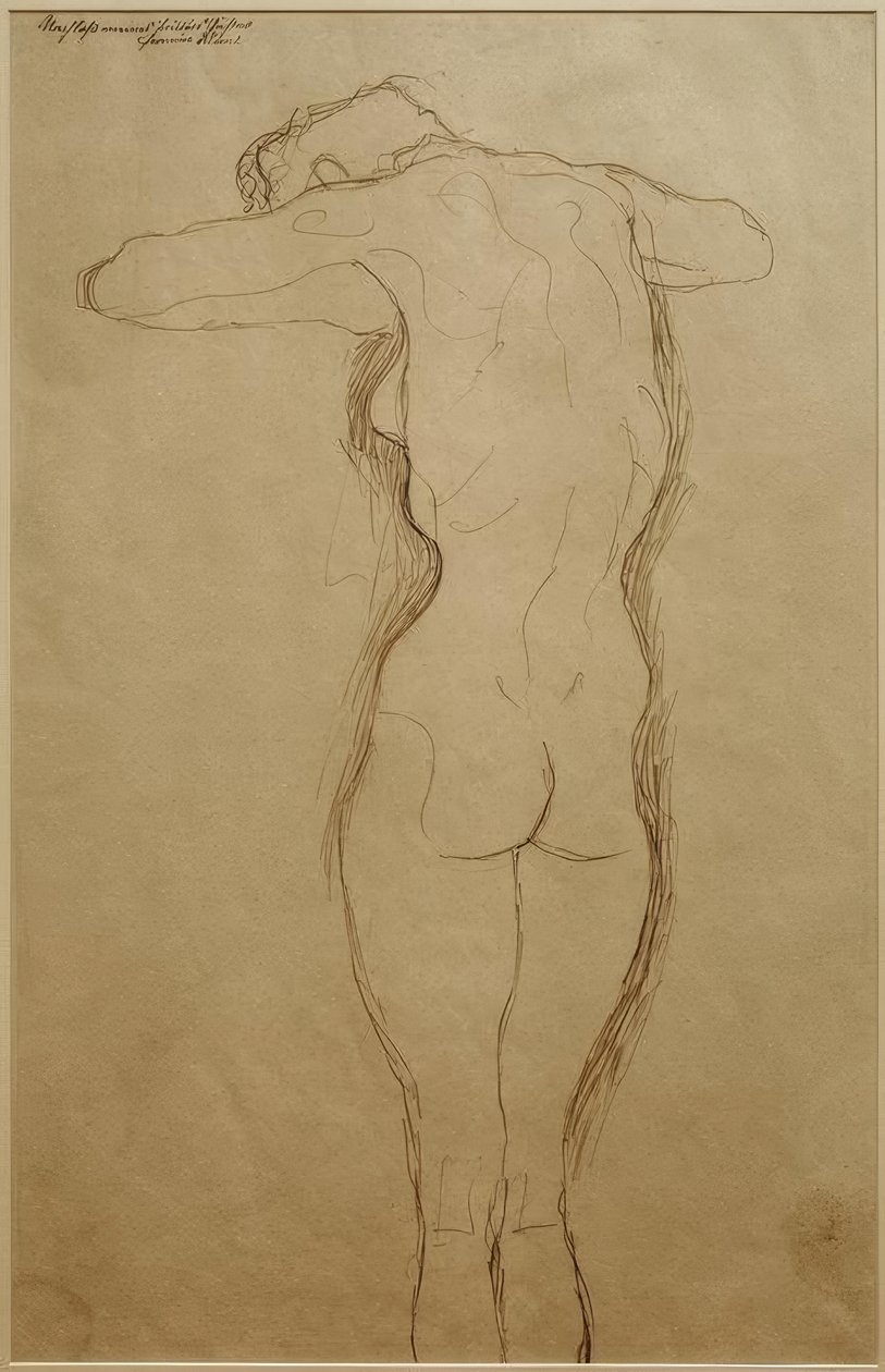 Stojąc nago od tyłu, ręce zgięte poziomo (badanie) autorstwa Gustav Klimt