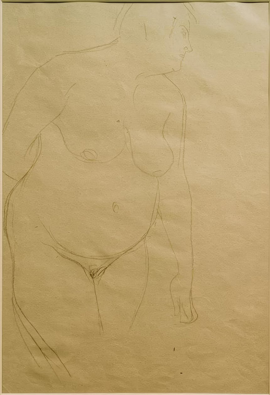 Stojąca, gruba naga kobieca lekko w prawo (studium) autorstwa Gustav Klimt
