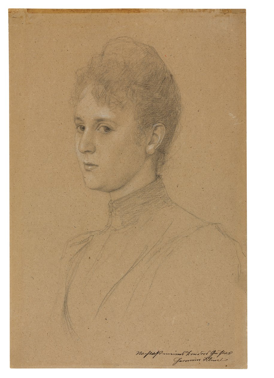Studium do portretu (pani Heymann), ok. 1892 (ołówek z białą farbą na papierze bufiastym) autorstwa Gustav Klimt