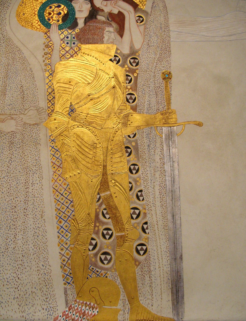 Fryz Beethovena, szczegół: Rycerz w lśniącej zbroi autorstwa Gustav Klimt