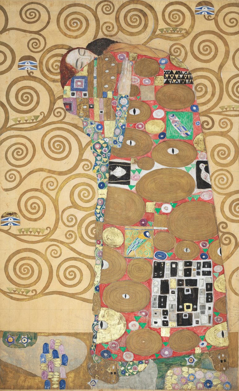 Fryz Stocleta, Szczegół: Spełnienie Uścisk, 1905-1909. autorstwa Gustav Klimt