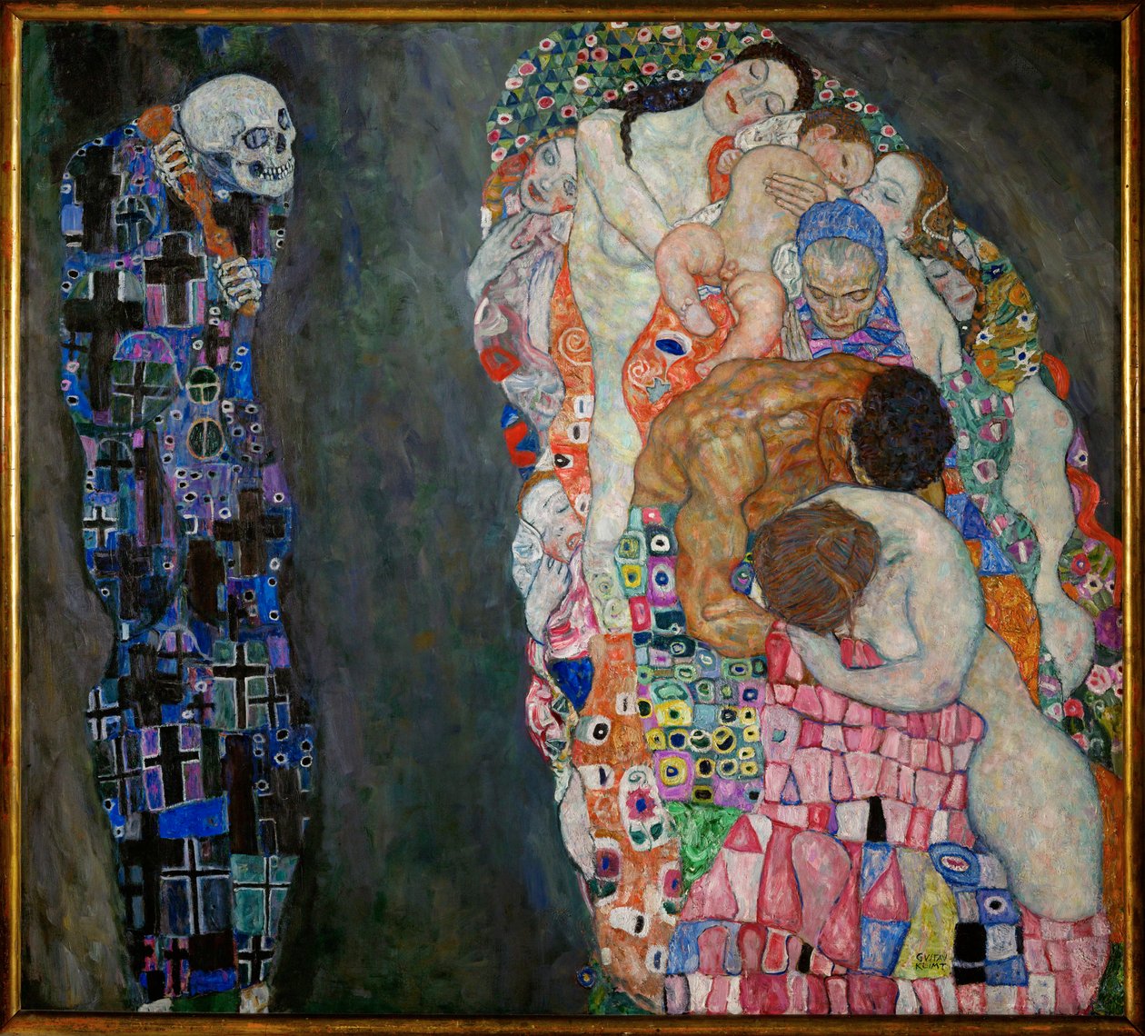 Tod und Leben, ukończony 1915 (olej na płótnie) autorstwa Gustav Klimt