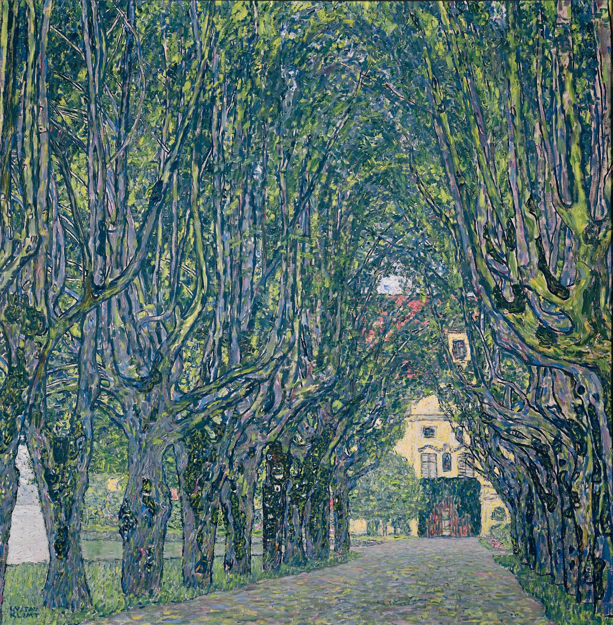 Wysadzana drzewami droga prowadząca do dworu w Kammer, Górna Austria autorstwa Gustav Klimt