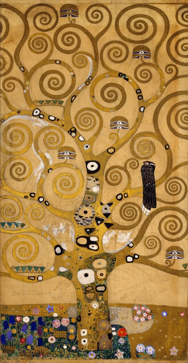 Drzewo życia (Stoclet Frieze) po lewej stronie, ok. 1905-09 (tempera i akwarela) autorstwa Gustav Klimt
