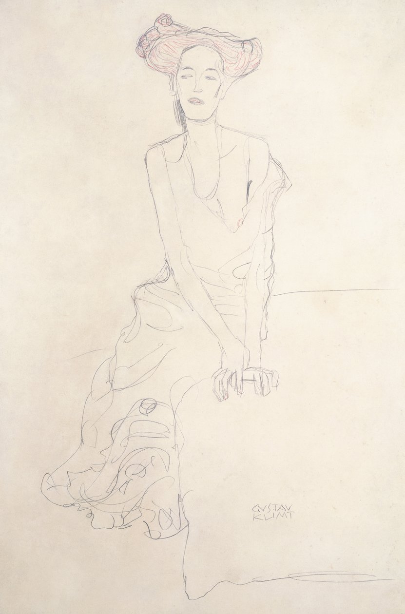 Młoda Kobieta, podtrzymująca się Rękami autorstwa Gustav Klimt