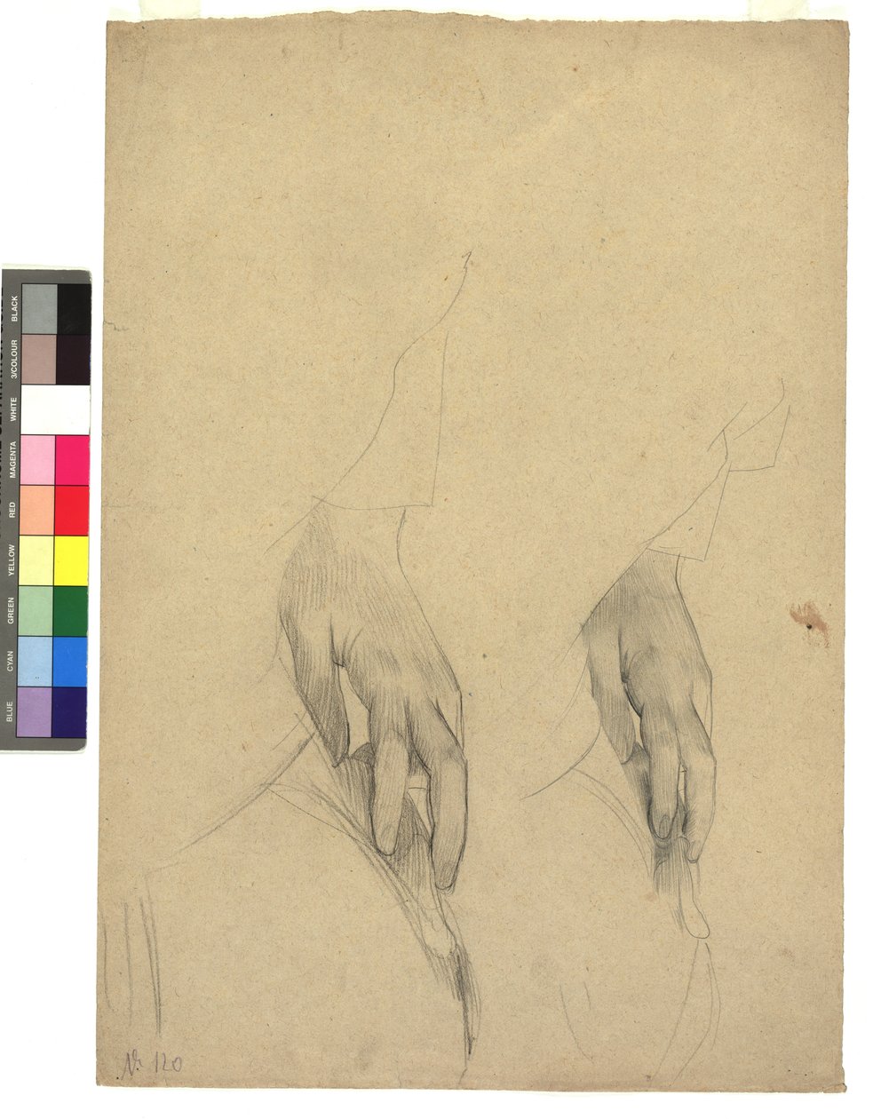 Zwei Handstudien, Finger ans Ohr gelegt autorstwa Gustav Klimt