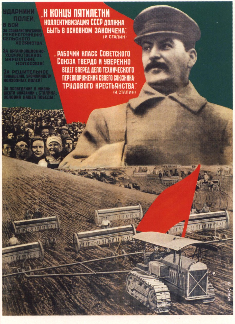 Do końca pięcioletniego planu kolektywizacja powinna się zakończyć Plakat, 1932 autorstwa Gustav Klutsis