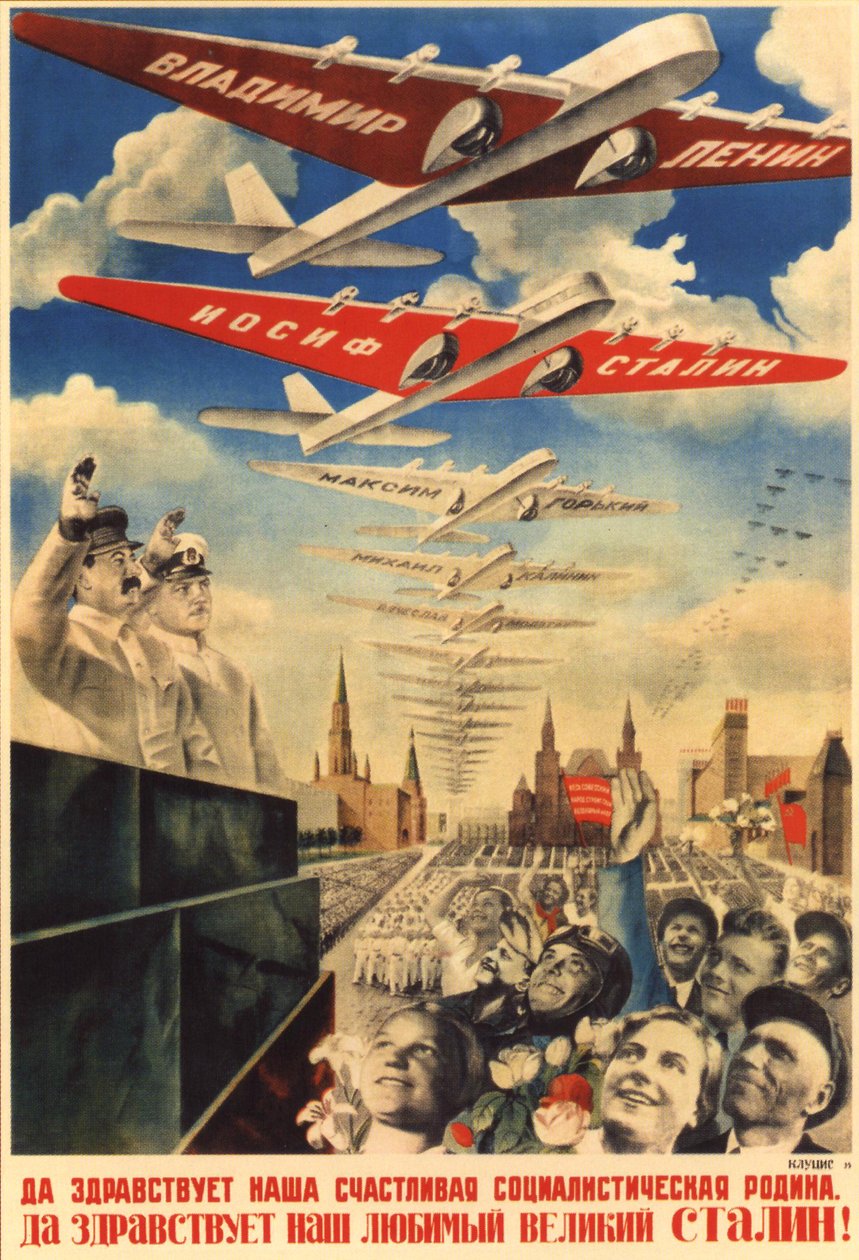 Niech żyje nasza szczęśliwa socjalistyczna Ojczyzna plakat, 1935 autorstwa Gustav Klutsis