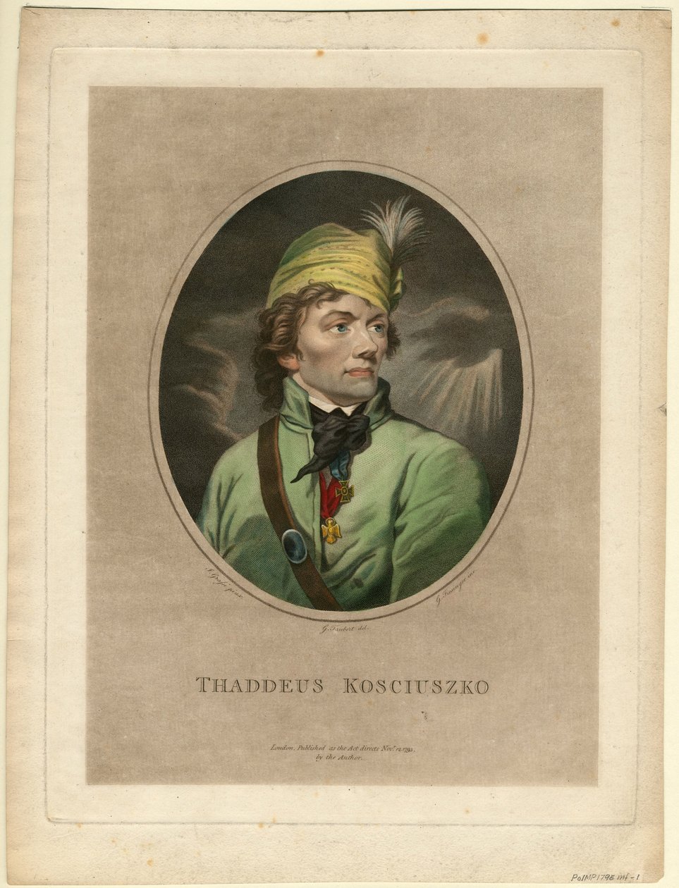 Portrait of Tadeusz Kosciuszko 1746-1817, 1795 autorstwa Gustav Taubert