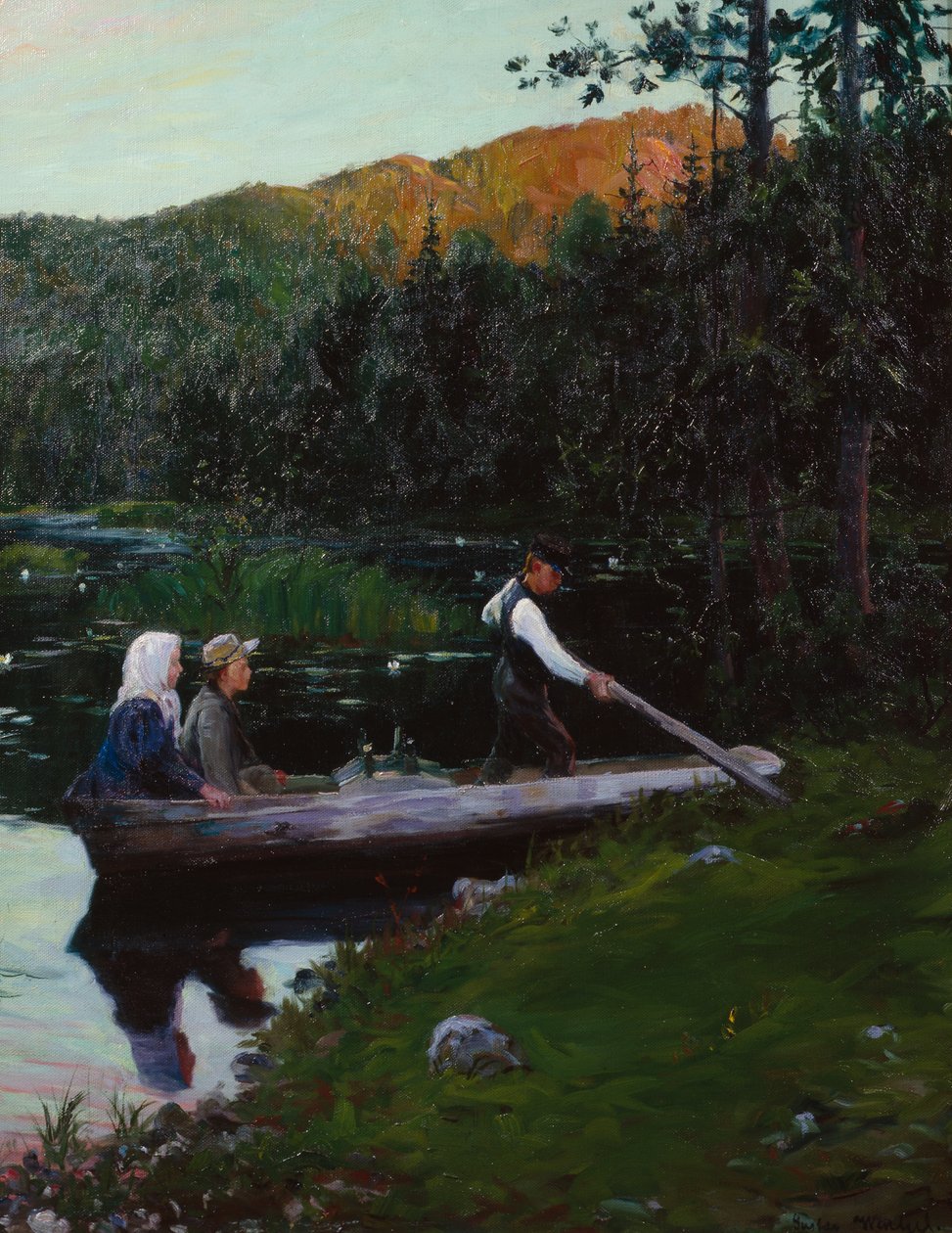 Niedzielny wieczór nad jeziorem autorstwa Gustav Wentzel