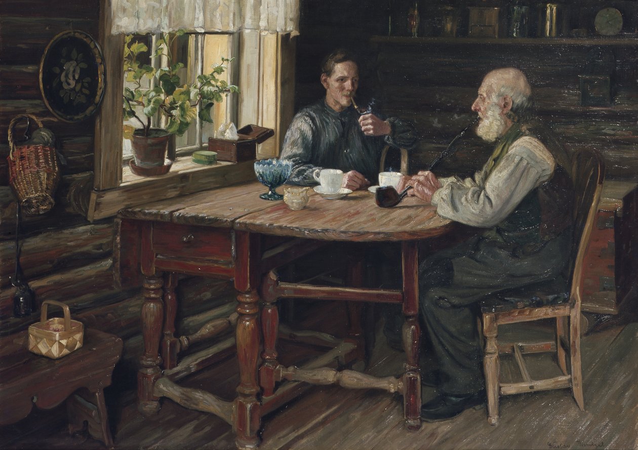 Odpoczynek na kawę (przerwa) 1900 (olej na płótnie) autorstwa Gustav Wentzel