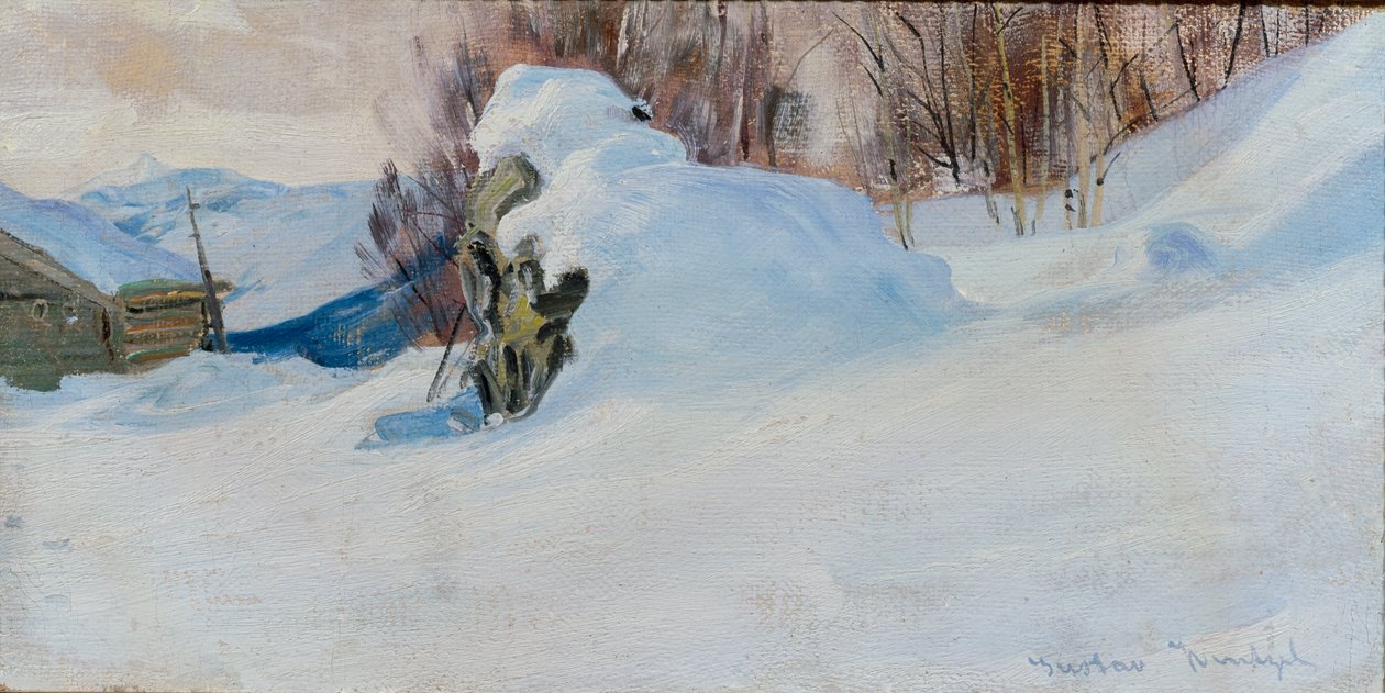 Pejzaż zimowy (olej na płótnie) autorstwa Gustav Wentzel