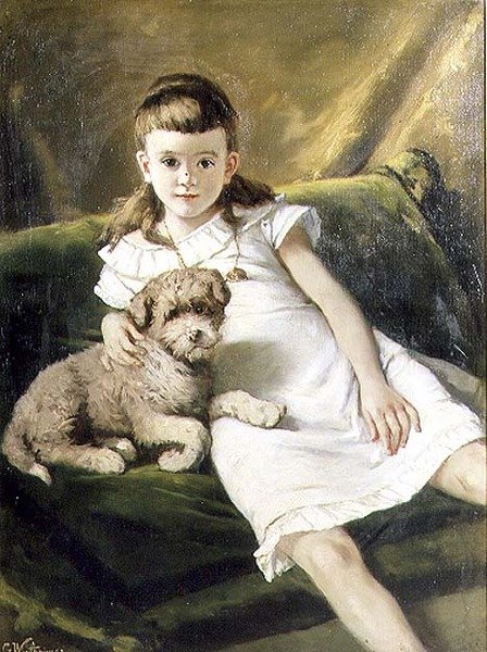 Młoda Dziewczyna z Psem autorstwa Gustav Wertheimer