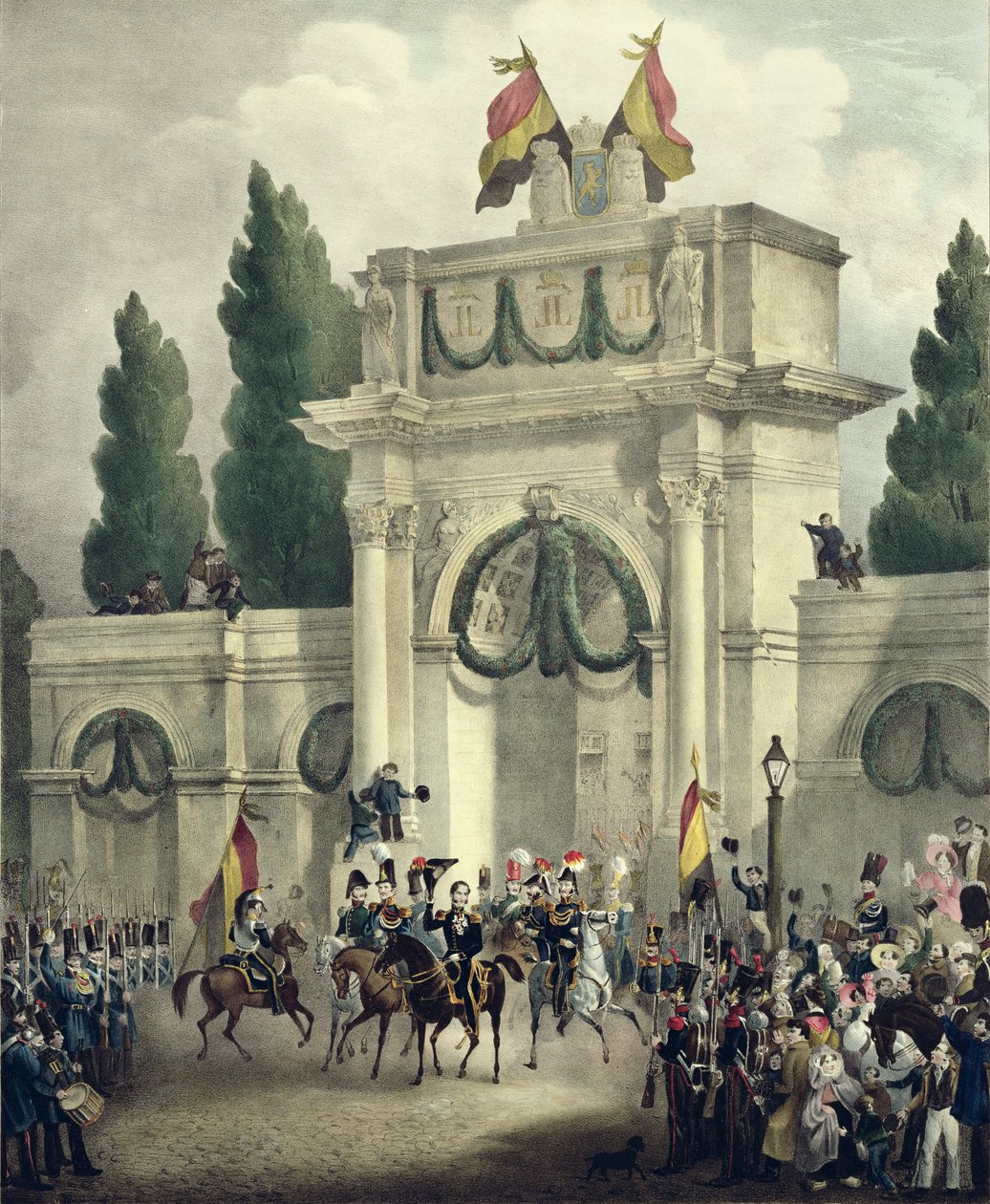 Wjazd księcia Leopolda z Saxe-Cobourg-Gotha (1790-1865) do Brukseli, 21 lipca 1831 r. autorstwa Gustave Adolphe Simoneau