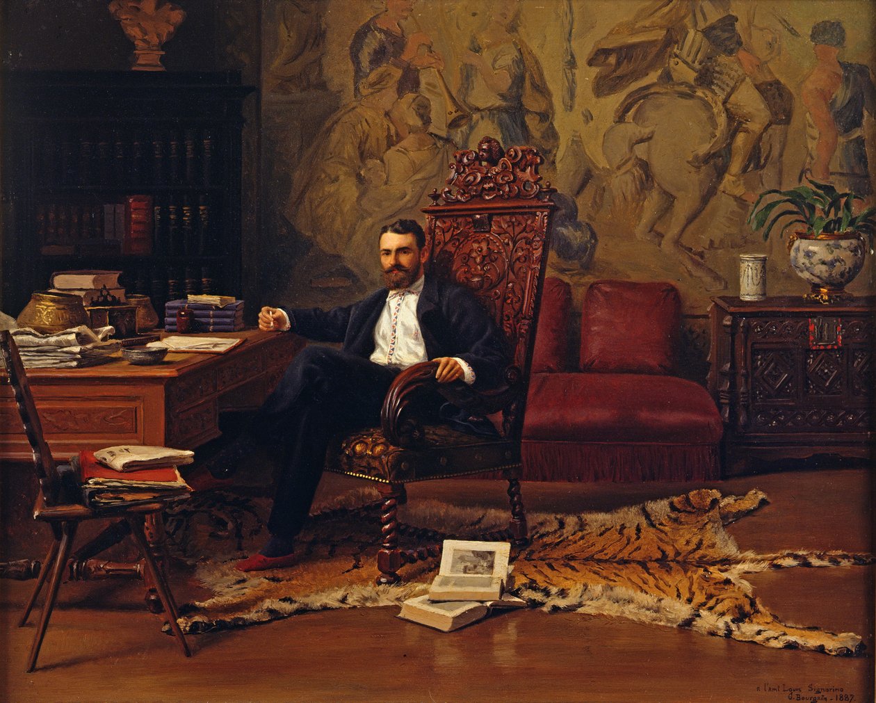Louis Signorino siedzący w swoim gabinecie autorstwa Gustave Bourgain