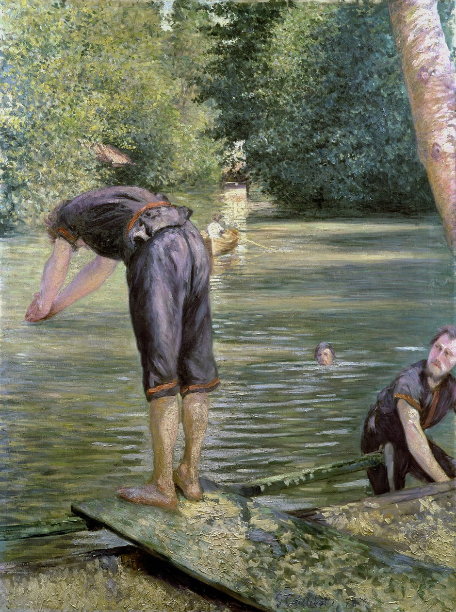 Kąpiących się nad brzegiem Yerres, 1878 autorstwa Gustave Caillebotte