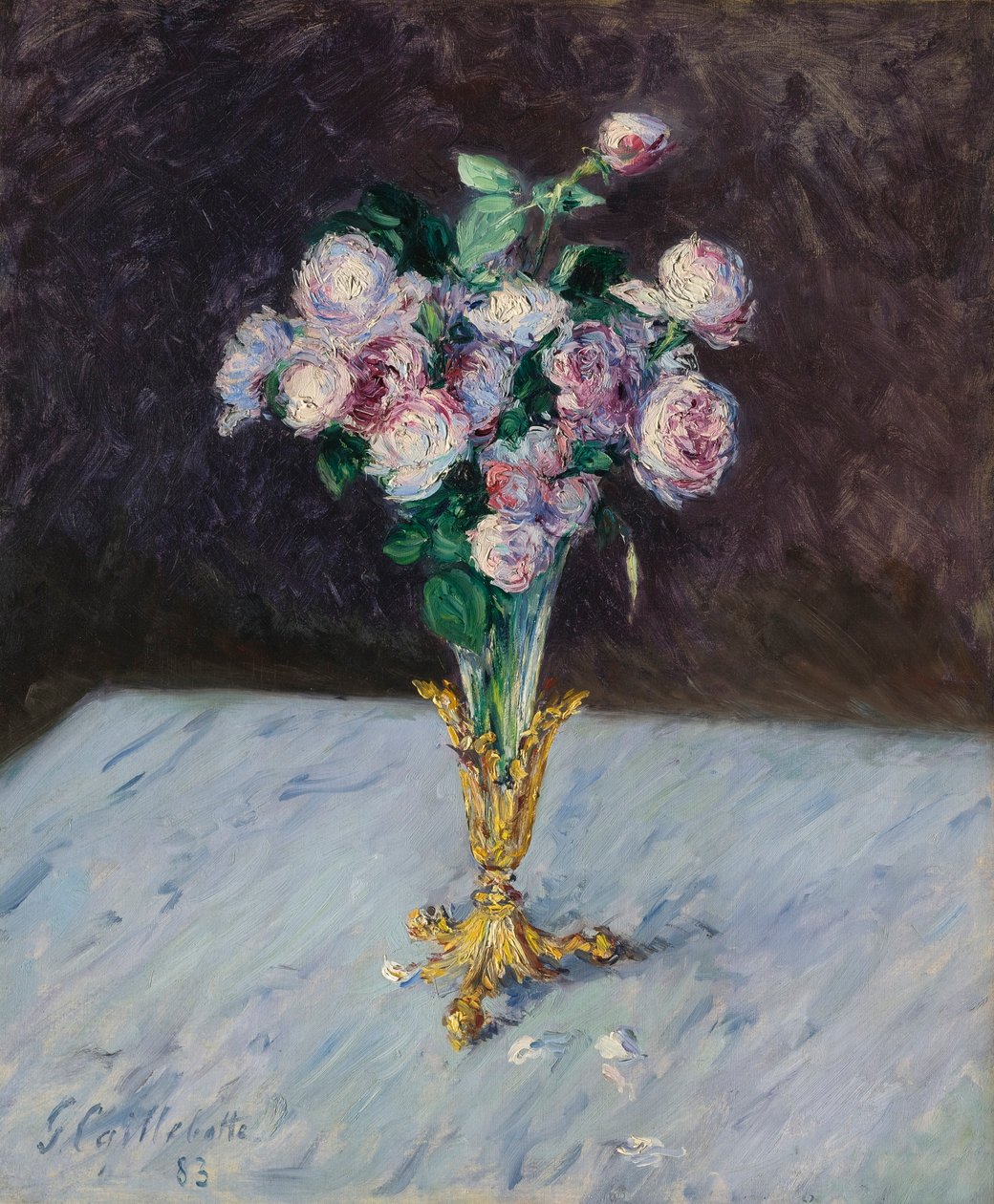 Bukiet róż w kryształowym wazonie autorstwa Gustave Caillebotte