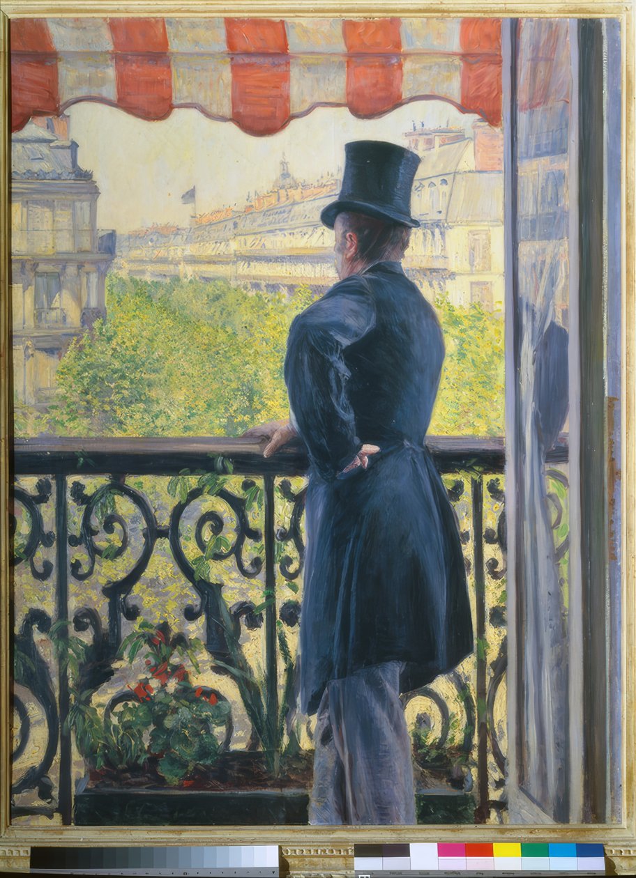Mężczyzna na balkonie, Boulevard Haussmann autorstwa Gustave Caillebotte
