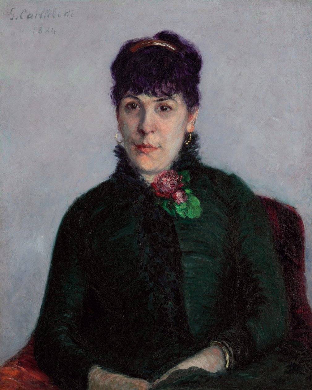 Kobieta z różą autorstwa Gustave Caillebotte