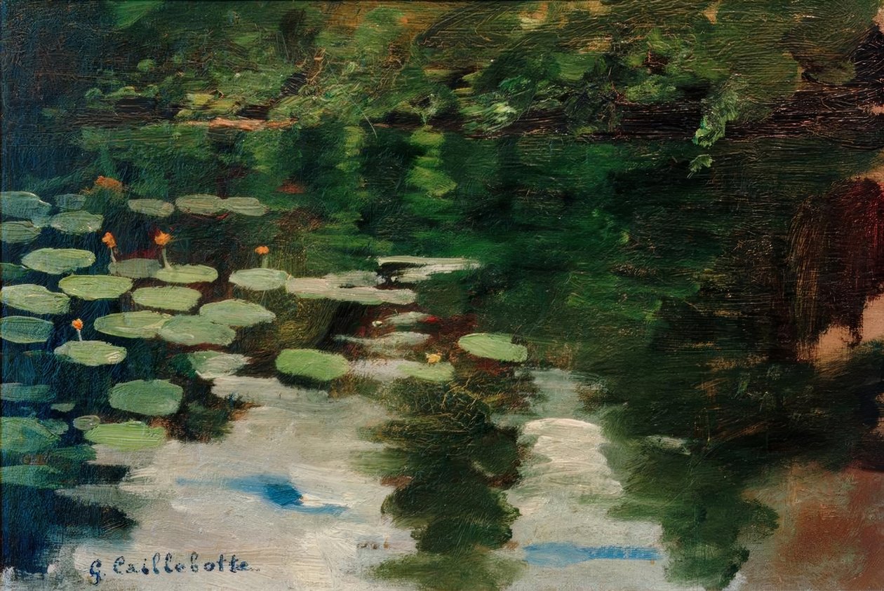 Lilie wodne na stawie autorstwa Gustave Caillebotte