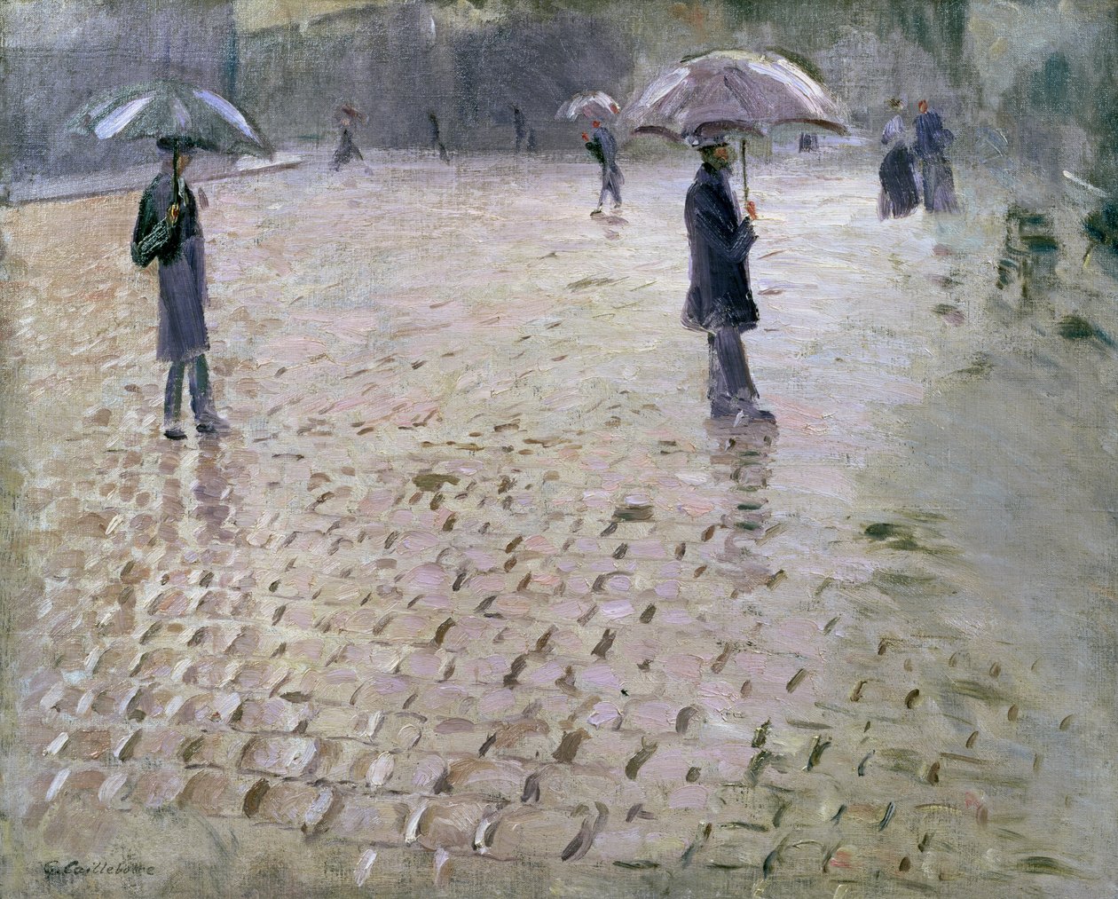 Studiuj na paryską ulicę, deszczowy dzień, 1877 r. autorstwa Gustave Caillebotte