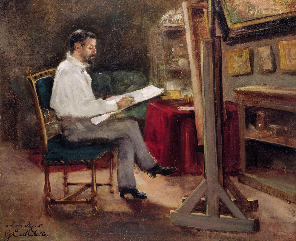 Artysta Morot w swojej pracowni, ok.1874 autorstwa Gustave Caillebotte