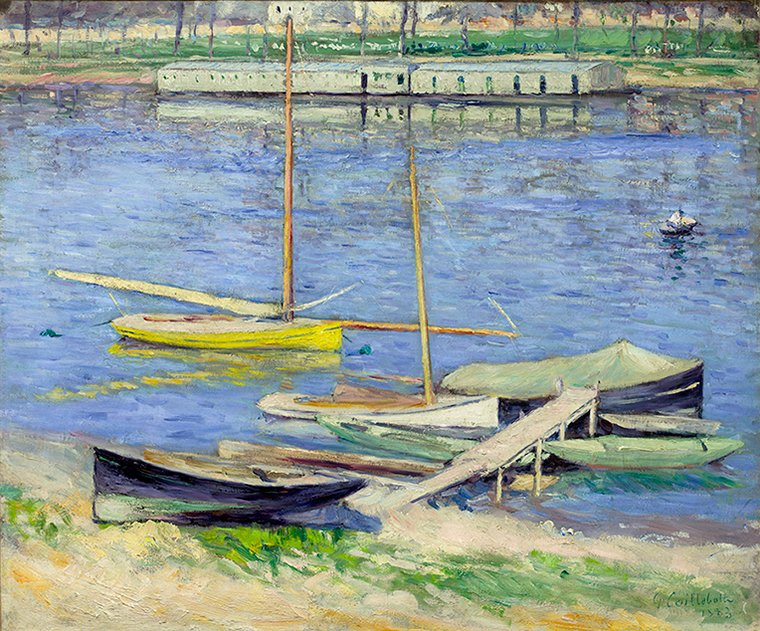 Żaglówki w Anchorage na Sekwanie w Argenteuil (Berhaut 272) autorstwa Gustave Caillebotte