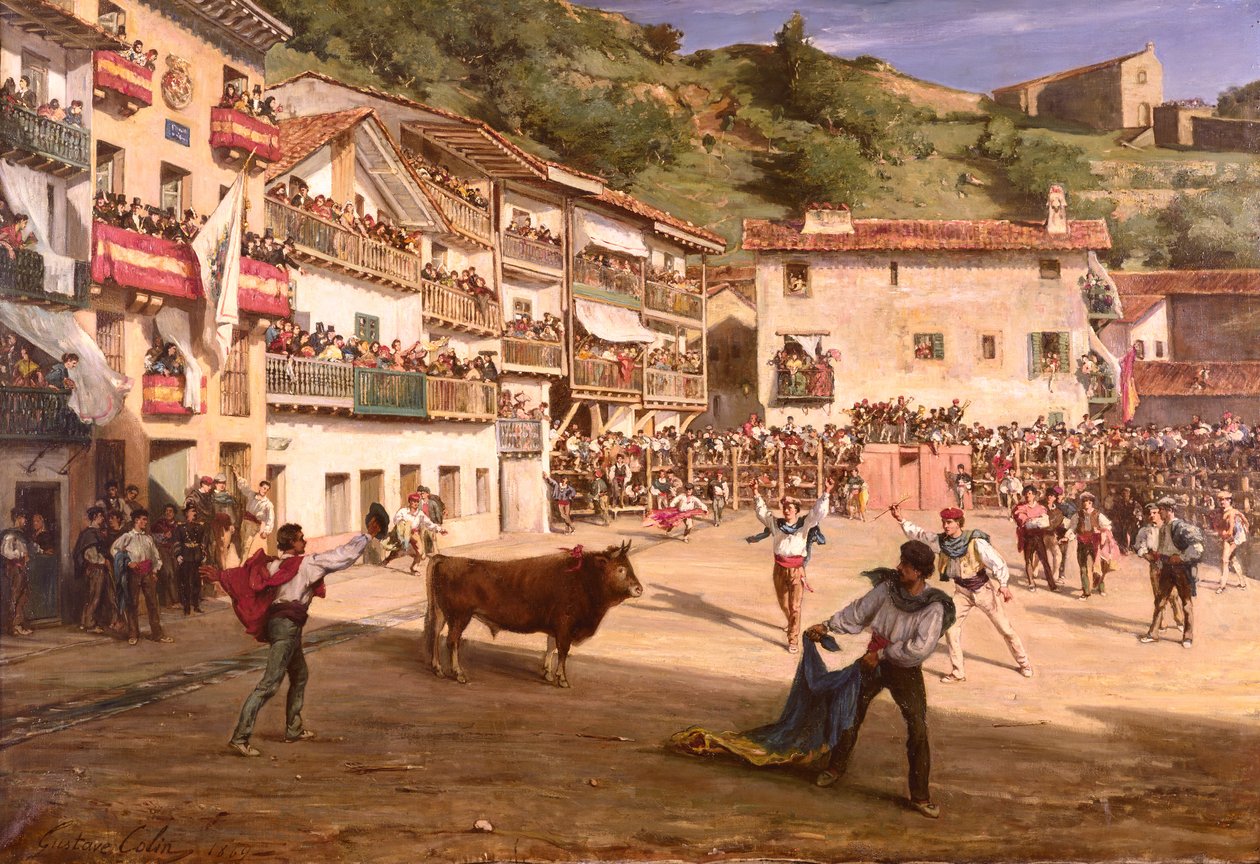 Walka szkoleniowa na Biskajach, 1869 autorstwa Gustave Colin