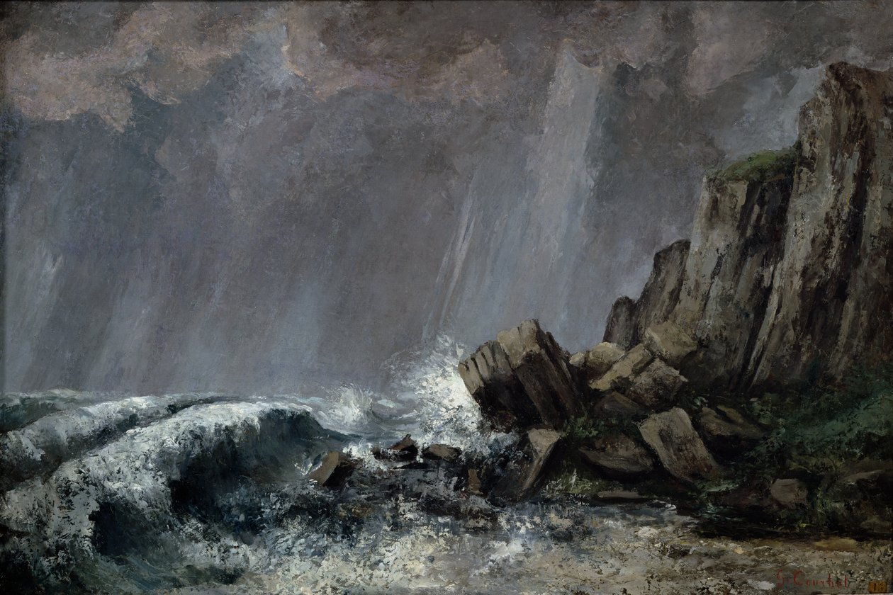 Ulewa w Etretat autorstwa Gustave Courbet