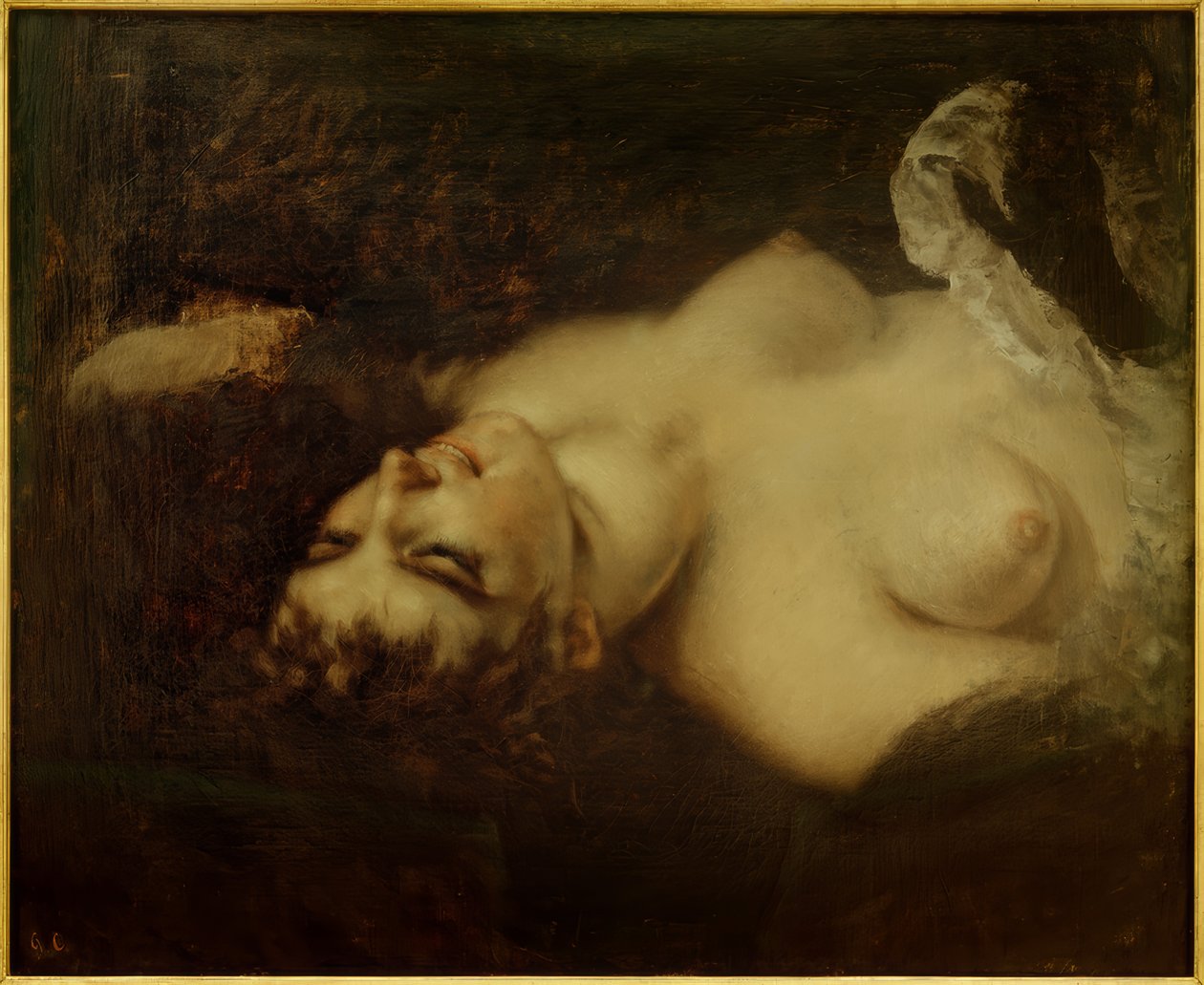 Naga kobieta, studium dla „La Femme au parroquet” autorstwa Gustave Courbet