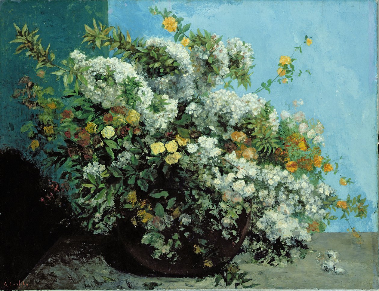 Kwitnące gałęzie i kwiaty, 1855 autorstwa Gustave Courbet
