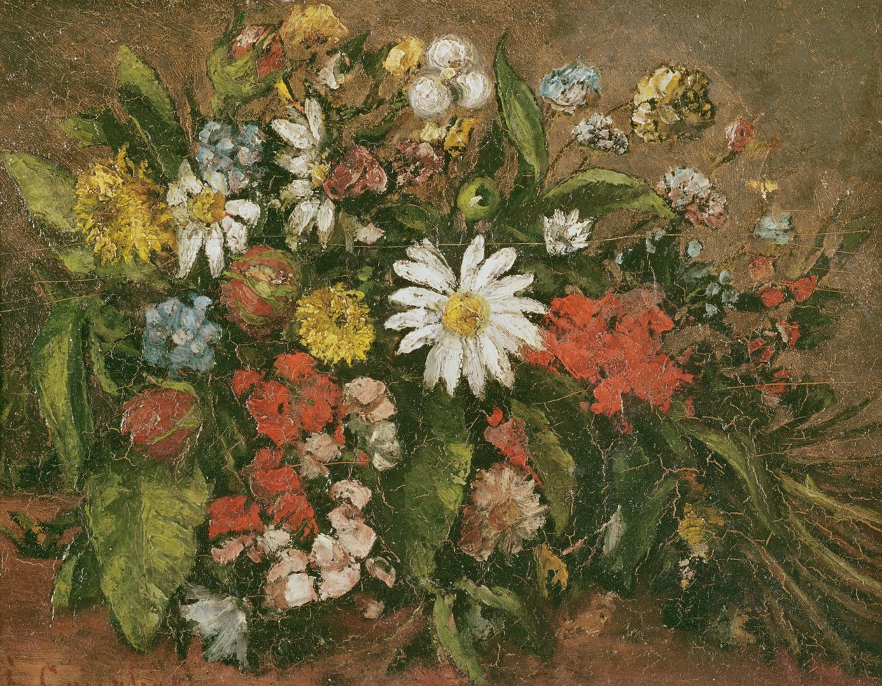 Kwiaty, 1871 (olej na drewnie) autorstwa Gustave Courbet
